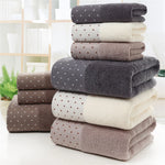 serviettes bain coton absorption rapide gris marron beige clair moderne points blancs pâques dimensions