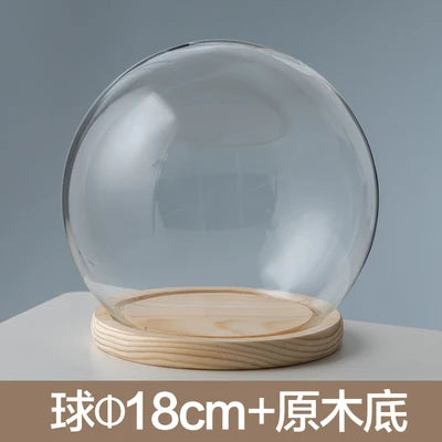boule verre transparent socle bois décoration d'intérieur moderne objet d'exposition moderne