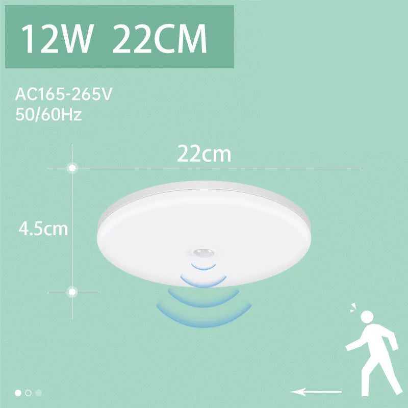 plafonnier led moderne détecteur mouvement étanche ip44 blanc 220v 18w 30m²