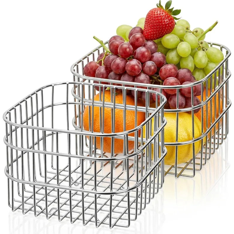 panier fruits légumes acier inoxydable maille métallique moderne argente argenté organisation cuisine salle bain