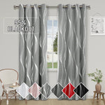 rideau moderne polyester opaque motif rayures ondulées gris blanc rose noir rouge salon chambrehôtel