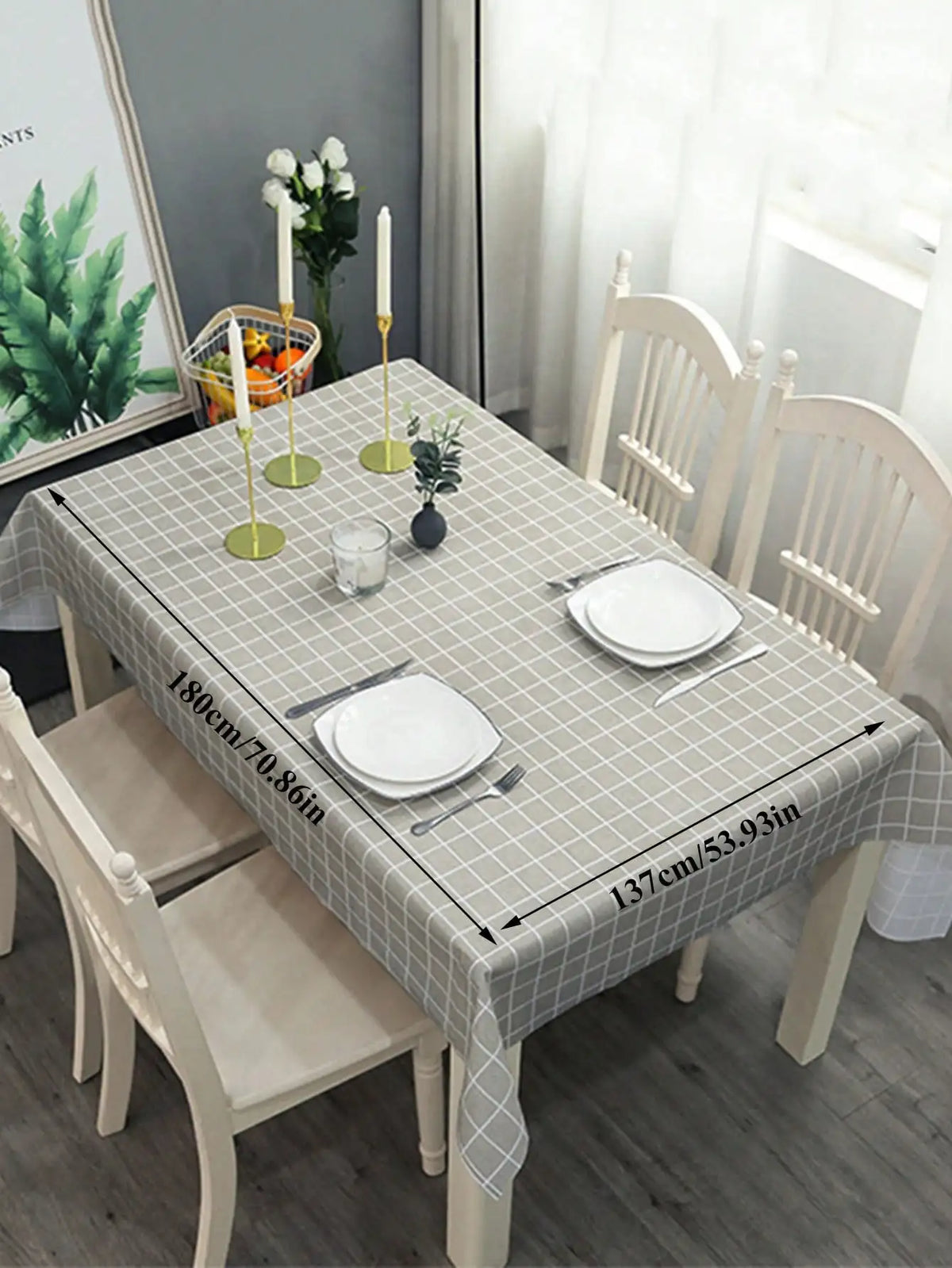 nappe table carreaux noirs moderne pvc blanc gris résistante huile imperméable minimaliste