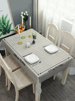 nappe table carreaux noirs moderne pvc blanc gris résistante huile imperméable minimaliste