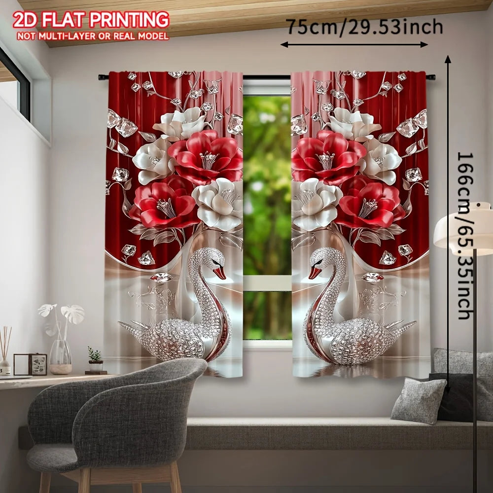 rideaux floraux 2d roses argentés moderne intime maison 105x230cm 100 polyester