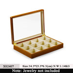 boîte bijoux bois marron clair intérieur noir transparent classique occasion anniversaire festival commercial neutre
