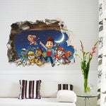 sticker mural 3d pat'patrouille multicolore enfants chambre salon décoration effets 3d adhésif chambre fête