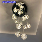 suspension lumineuse moderne transparente cristal ampoules led 200cm haute luminosité