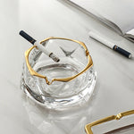cendrier transparent porcelaine bordure dorée moderne élégant salon