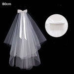 voile mariée blanc tulle fin noeuds satinés clips élégants classiques deux couches transparents