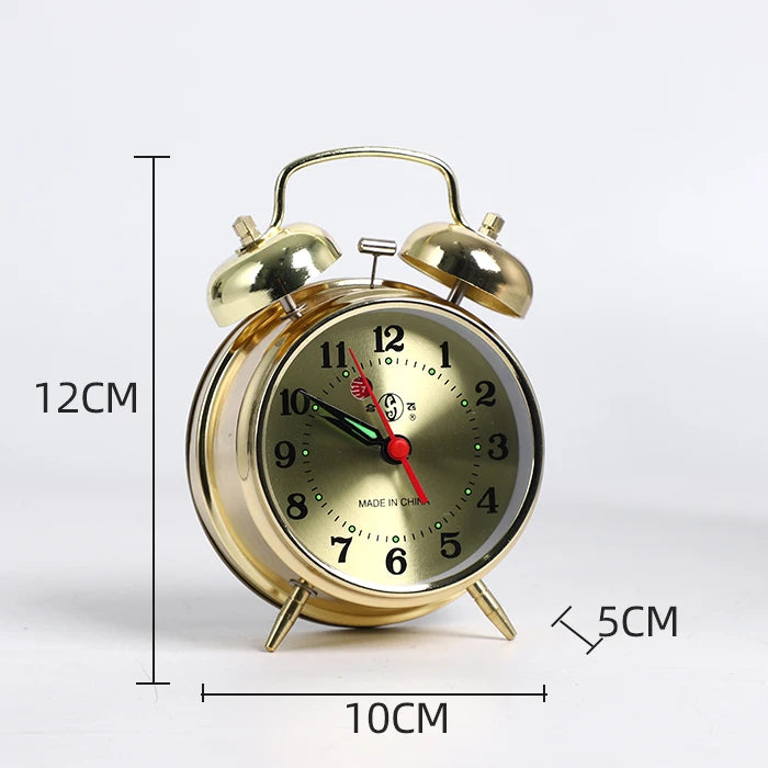horloge réveil mécanique argentée dorée oiseau papillon cadran blanc classique pieds métalliques