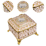 boîte bijoux ornementation florale dorée rose clair rouge bleu marine classique baroque storage box