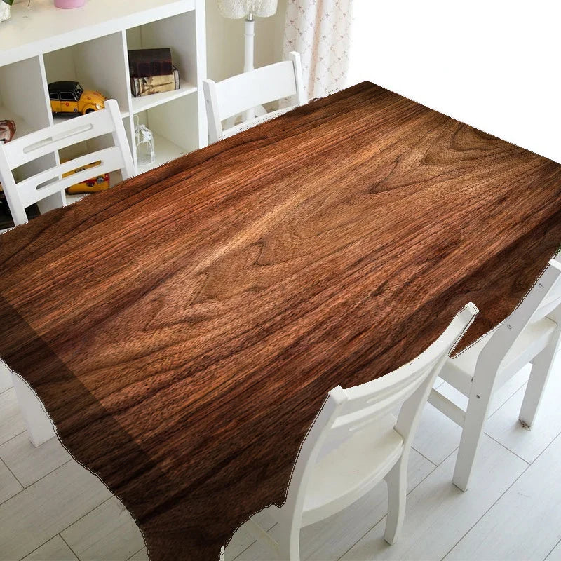 nappe table marron imitation grain bois moderne rustique réutilisable polyester