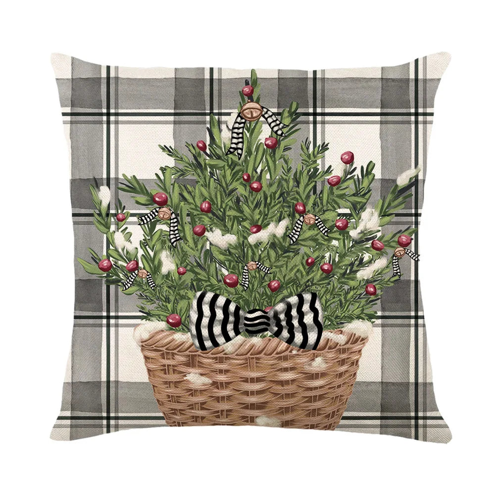 coussin carré noël arbre renne guirlande bonhomme neige décoration maison traditionnel opacité fixe