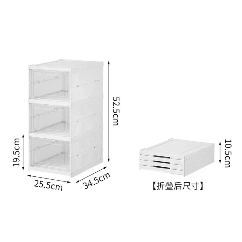 étagère chaussures pliable trois niveaux transparente blanche organisateur rangement moderne placard chambre