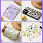 sticker adhésif kawaii animaux coeurs étoiles pastel multicolore transparent reflets
