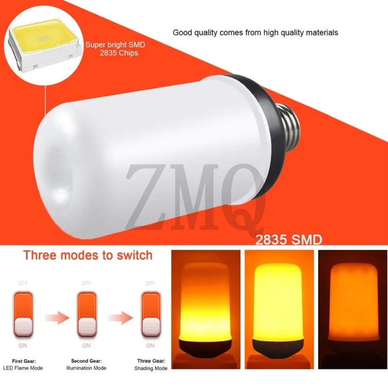 ampoule led flamme effet animé vis e27 moderne blanc orange