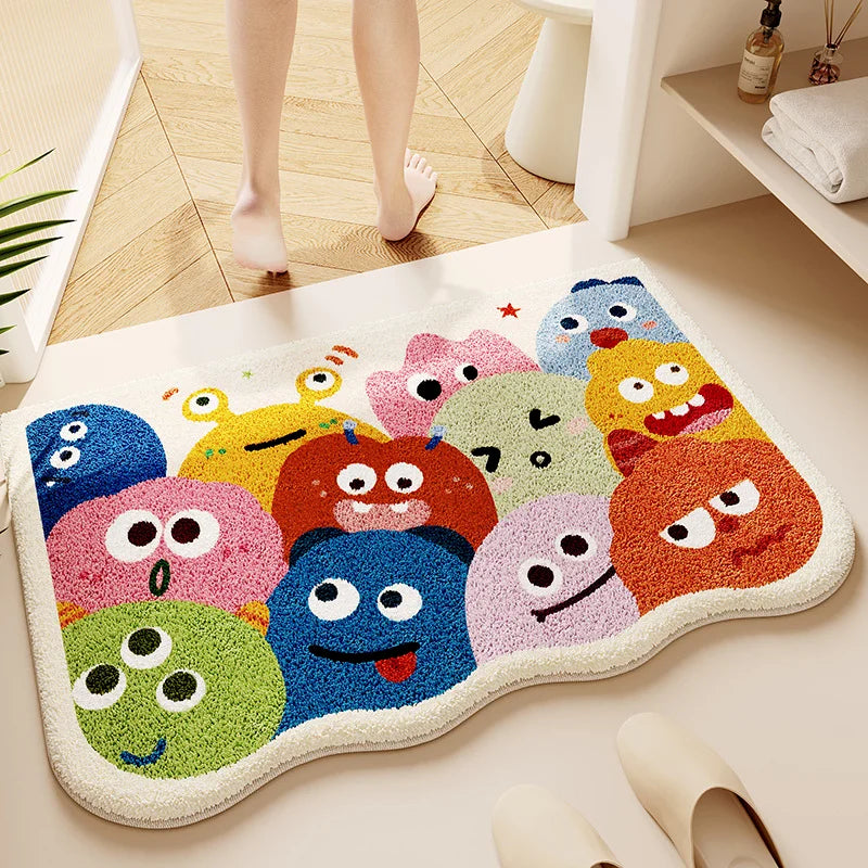 tapis bain multicolore motif dessin animé souriant ours festif antidérapant intérieur extérieur
