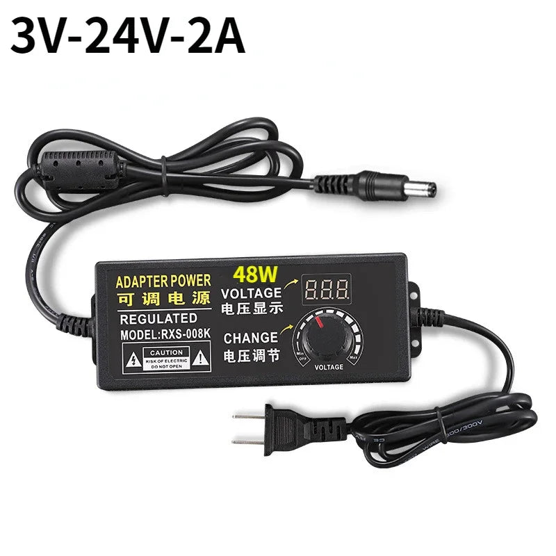 adaptateur électrique réglable tension sortie 3v 12v 24v entrée ac 100v 240v certification rohs