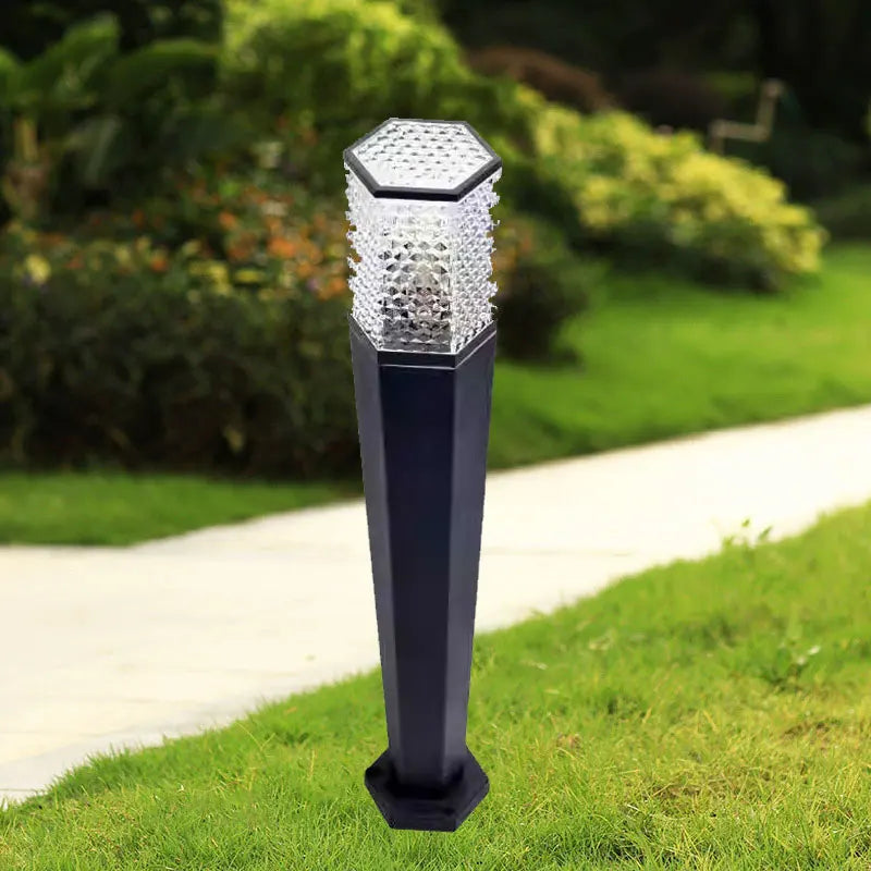 lampe solaire jardin extérieure ip65 moderne hexagonale points lumineux noir autoinstallation led