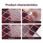 carreaux muraux autocollants 3d rouge foncé gris vert modernes 10 pièces facile