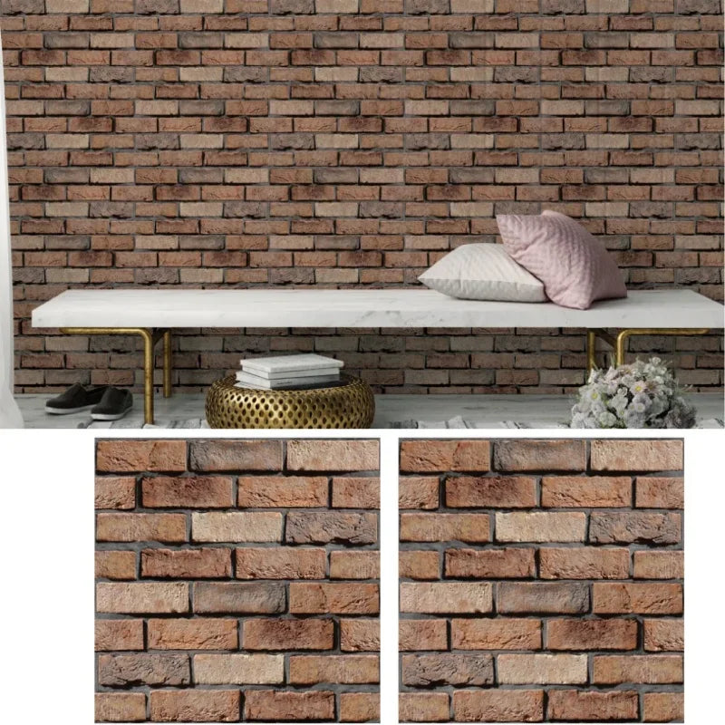 panneau décoratif mural brique rouge brun moderne 3d autocollant 30x30cm gris beige rustique