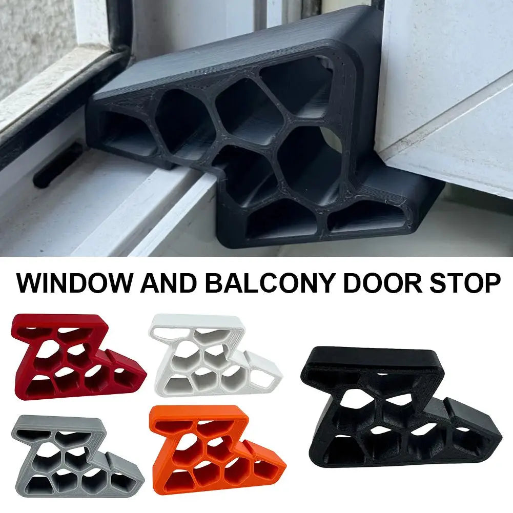 stoppeur fenêtre balcon adhésif hexagones moderne noir blanc rouge gris orange