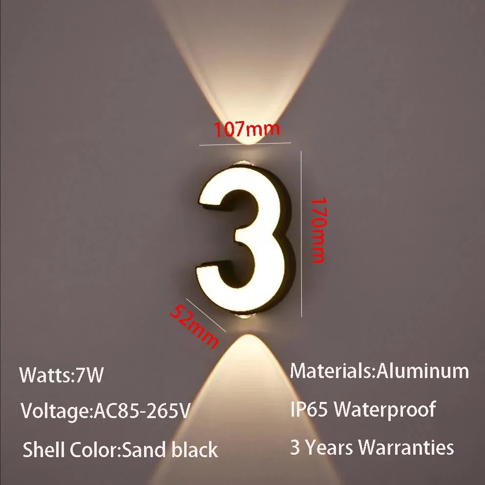 numéro lumineux led blanc noir moderne ip65 adhésif 7w minimalisteintérieur extérieur