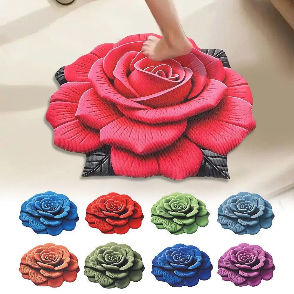 tapis fleur rose relief moderne polypropylène maison chambre rouges bleus verts violets noirs blancs