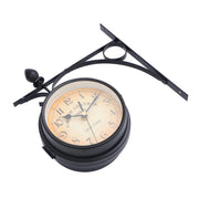 Horloge murale rétro double face vintage en fer pour jardin rustique et décoration intérieure