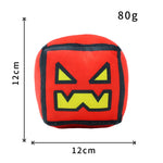 peluche cube dessin animé visage sourire couleur rouge jaune vert rose bleu noir
