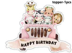 décoration anniversaire thème jungle animaux rose serviettes papier assiettes guirlande happy birthday nappe aquarelle