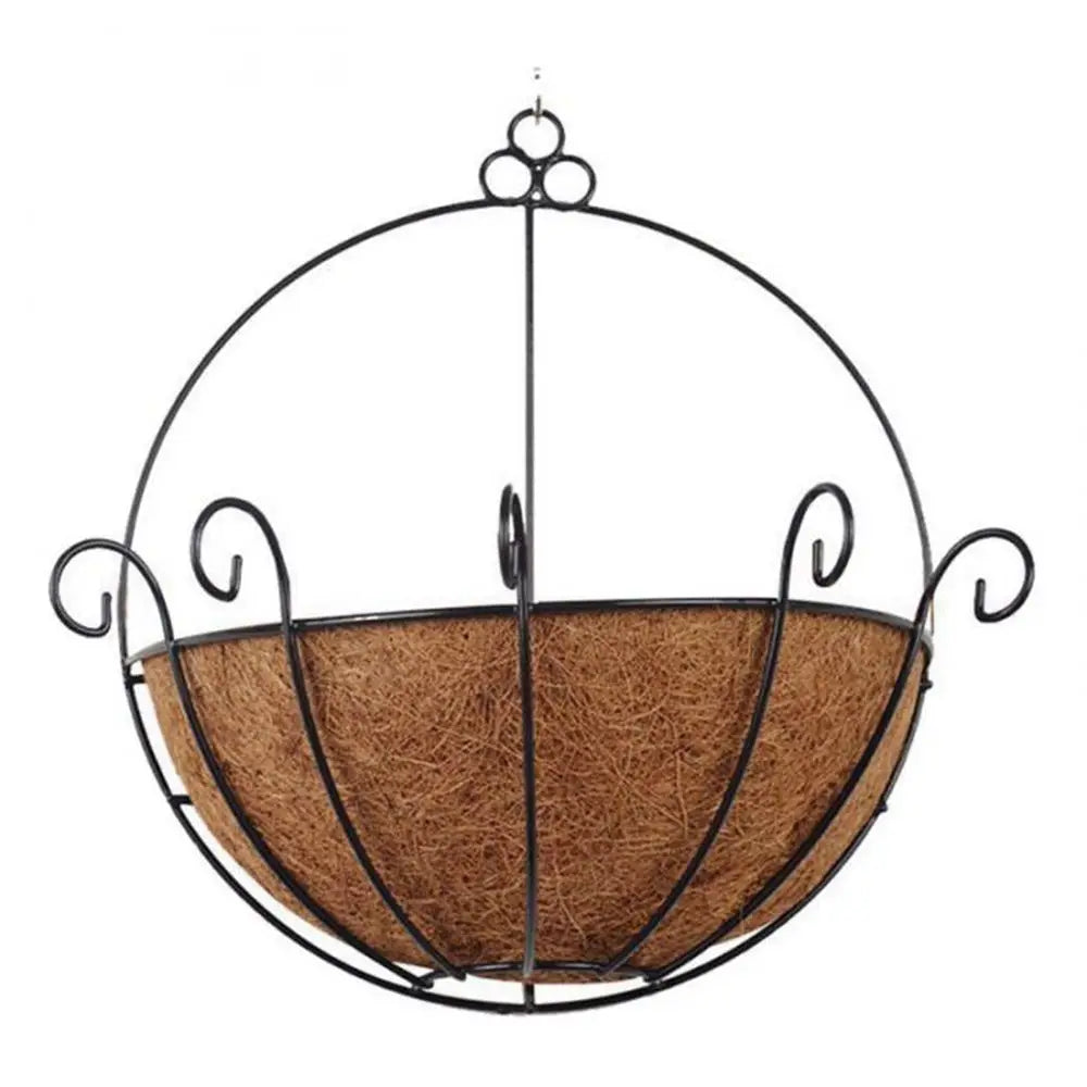panier suspendu fibre naturelle pot fleurs noir marron crochet métal rustique balconextérieurintérieur