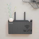 support mural routeur wifi gris rose bleu rayures horizontales moderne salon