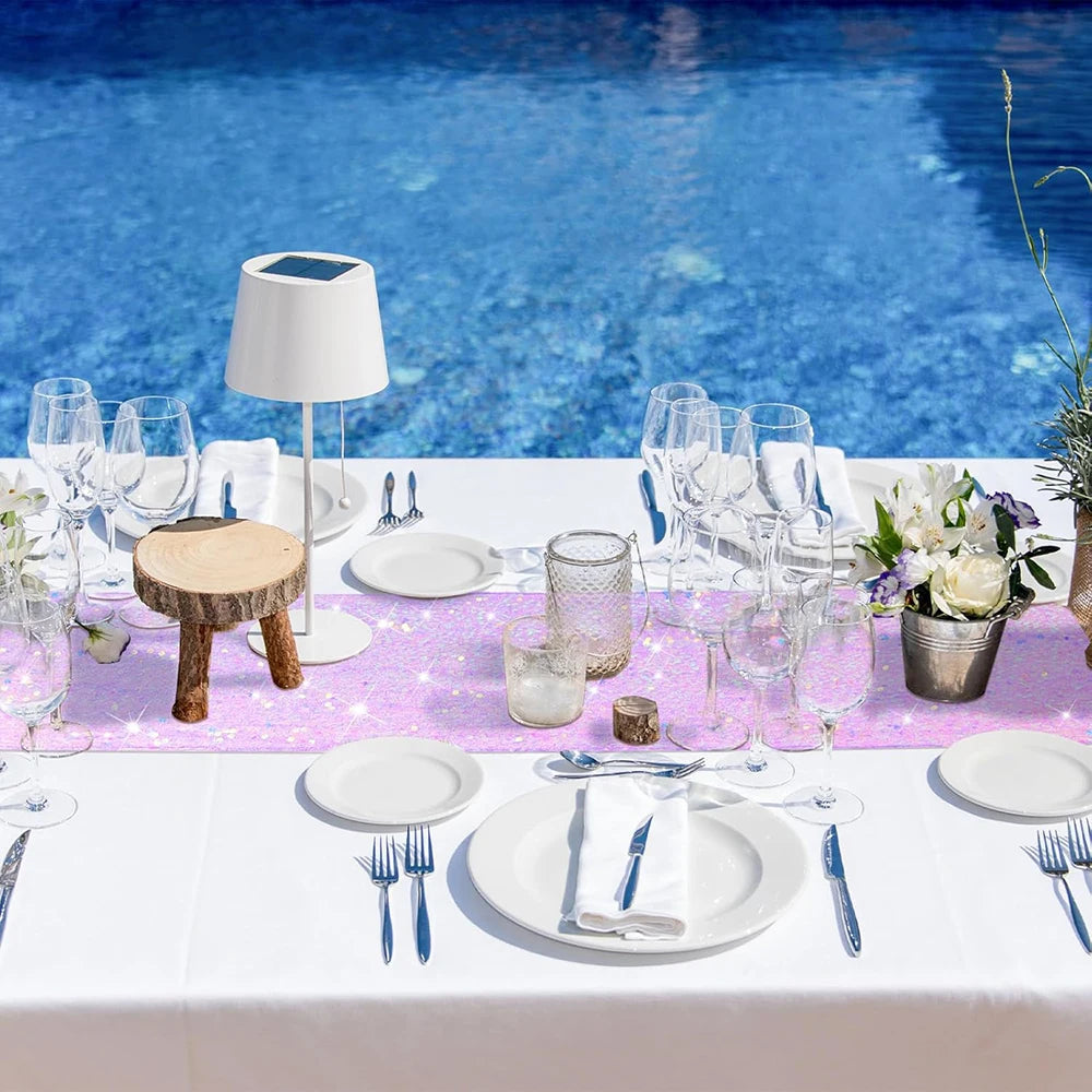 nappes sequins violet rose festives tables deco mariage anniversaire semi transparent tulle sirène