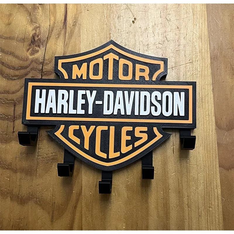 porte clés mural logo harley davidson noir orange classique clés