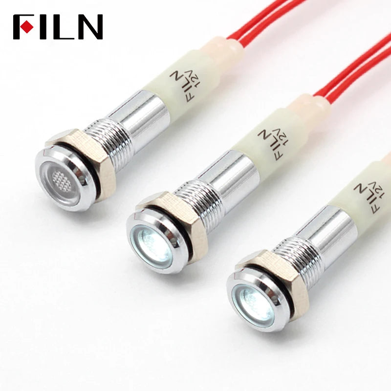 ampoule led 12v 24v bleu rouge vert jaune blanc métal brillant moderne vis câble