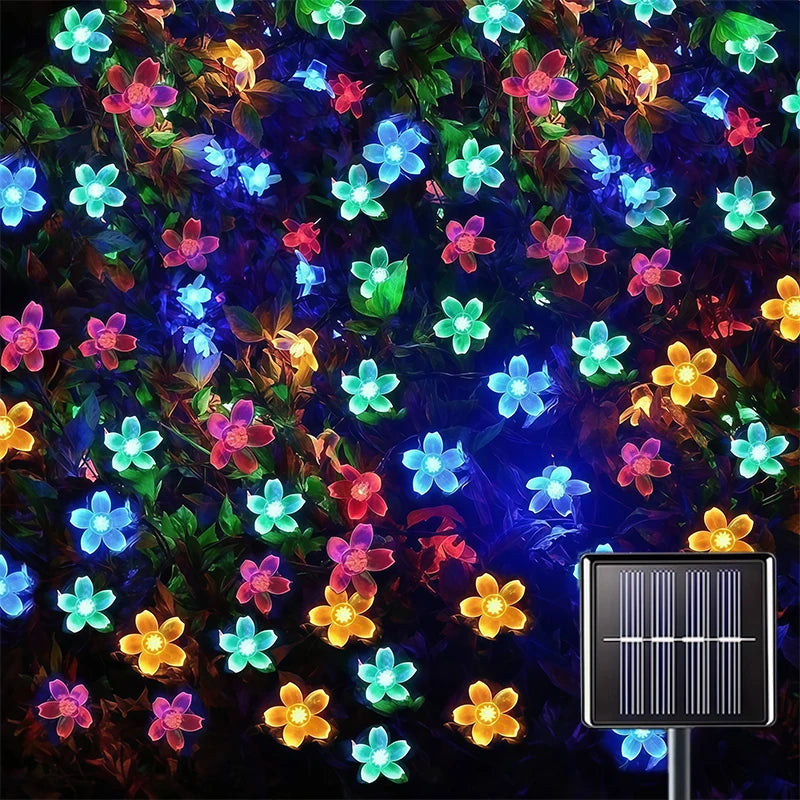 guirlande lumineuse solaire multicolore fleurs modernes bouton on off spikeextérieur led 18lumières