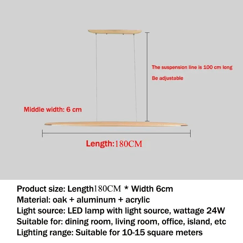 lampe suspendue bois marron clair moderne 120cm 150cm 180cm 200cm certification ul vde ccc