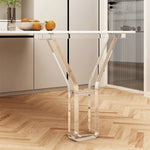 table pliante moderne transparente pieds brillants blanc visibles minimaliste 60cm 72cm