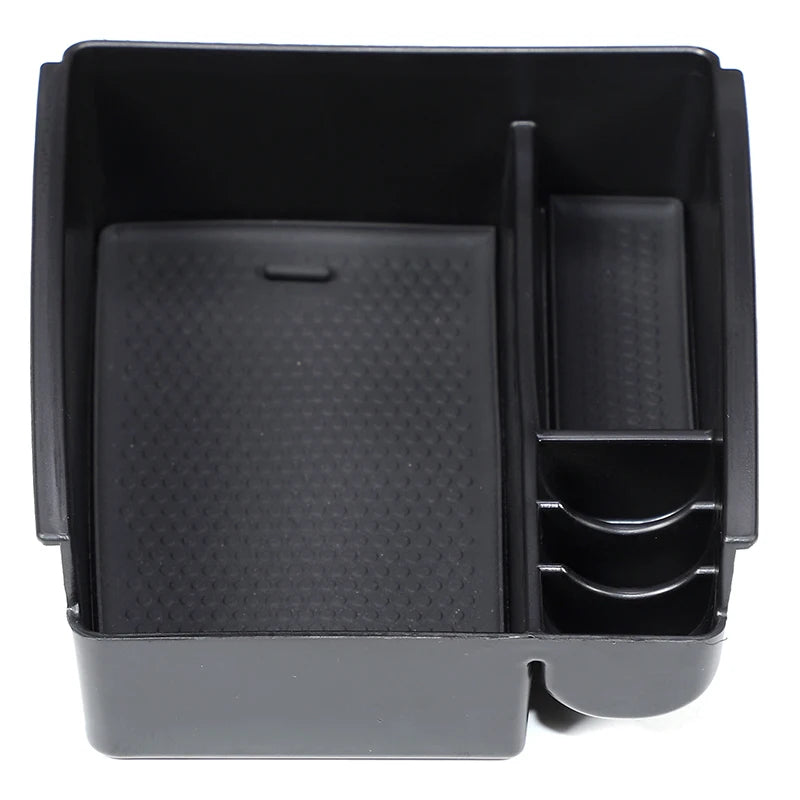 rangement console centrale auto tiroir coulissant noir gris intérieur beige texturé abs lumineux