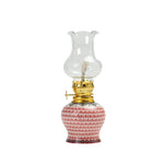 lampe huile verre transparent motif floral classique bougie blanche bleue dorée vintage