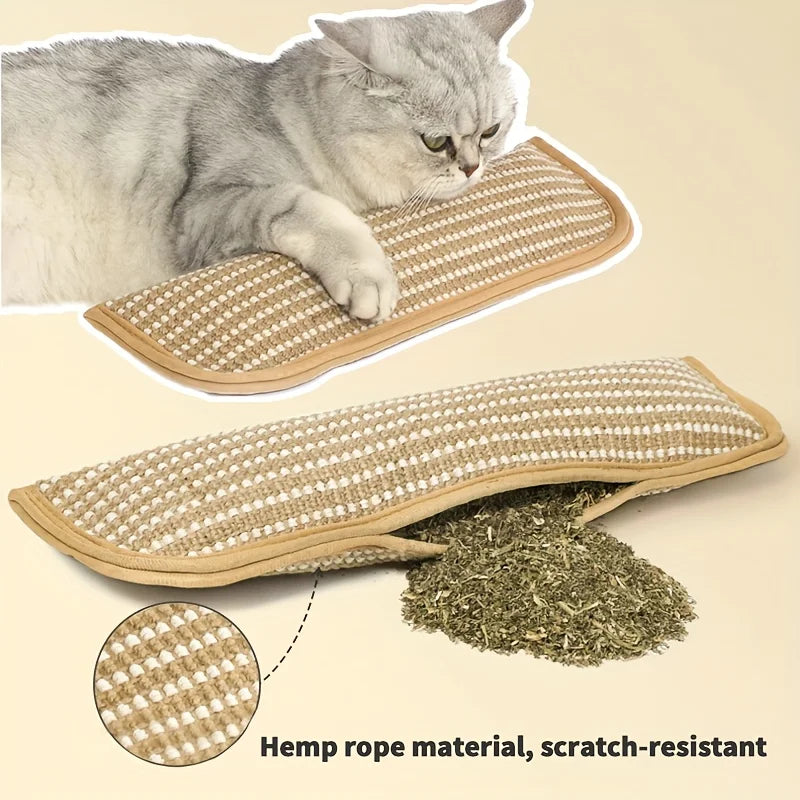 jouet chat tressé chanvre herbe naturelle rustique anti stress griffoir coussin beige gris vert