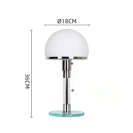 lampe table moderne boule verre blanc chrome interrupteur bouton led e27