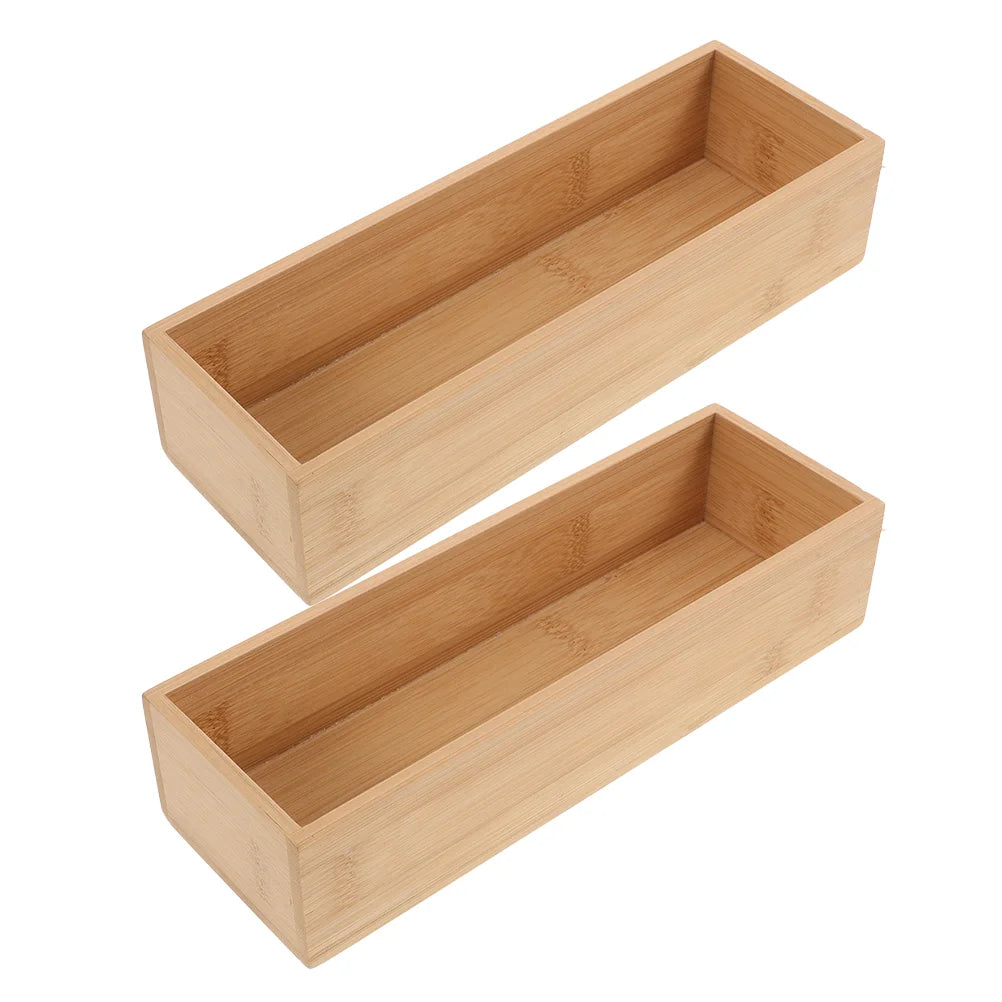 Boîtes de rangement en bambou kaki sans couvercle pour tiroir