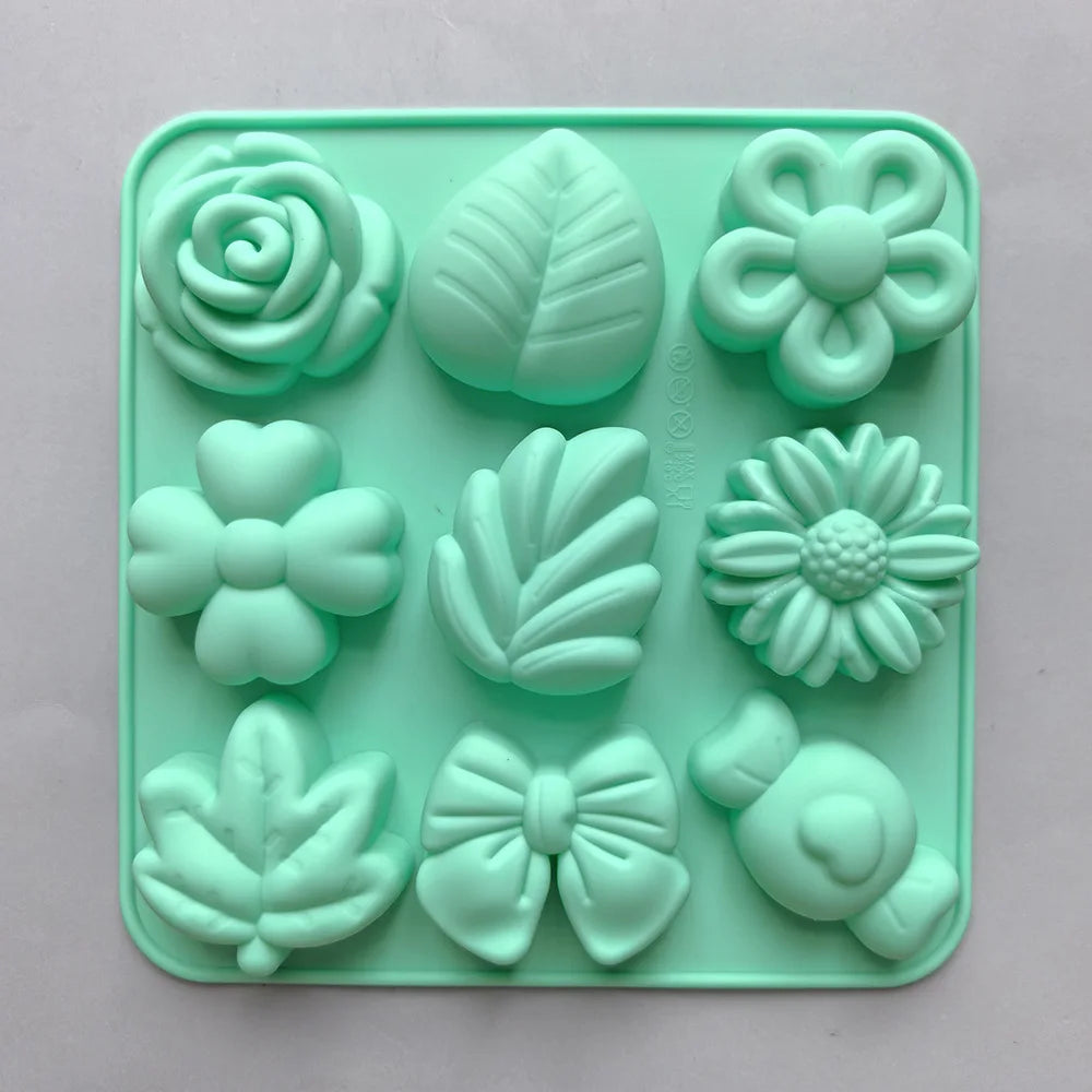 moules gâteaux silicone fleurs feuilles diy fondant chocolat savon bougies modernes