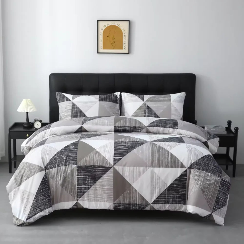 housse couette polyester motif géométrique moderne 135x200cm 150x200cm 160x220cm 200x200cm 200x230cm 220x240cm 2pcs taies