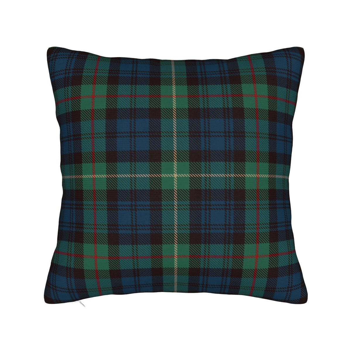 taie d'oreiller tartan traditionnel bleu vert rouge polyester zip invisible coussin lit 12x12 16x16