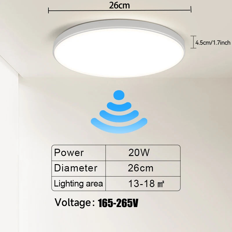 plafonnier led moderne blanc autonome induction radar flux 249 2000 lumineux 10~15 sources 3m²