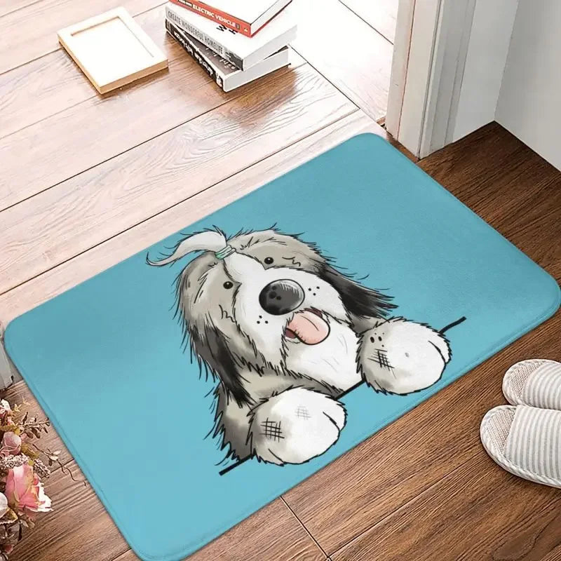 Paillasson personnalisé Bearded Collie violet antidérapant 40x60cm
