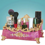 organisateur maquillage réutilisable résine fleurée classique beige doré rose bleu